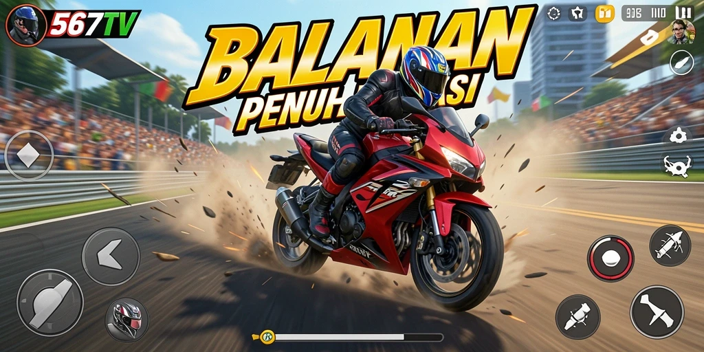 Gameplay balapan motor yang seru dan mendebarkan di 567TV.