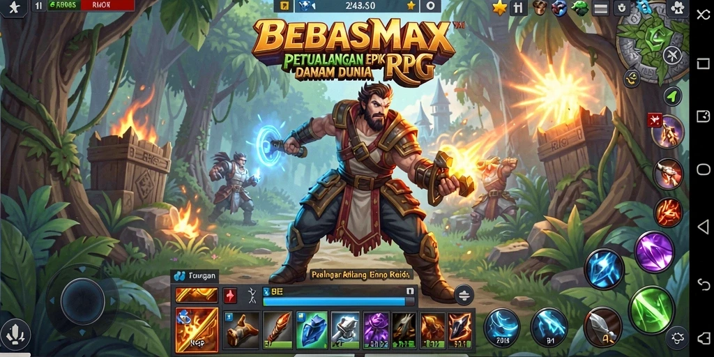 Screenshot gameplay menarik dari BEBASMAX yang menunjukkan aksi RPG.