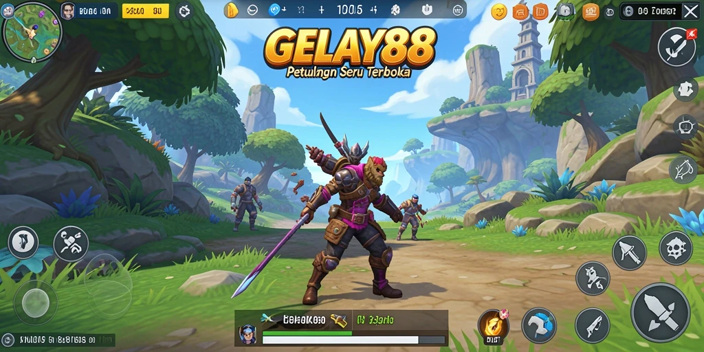 Screenshot menunjukkan karakter menjelajahi dunia terbuka GELAY88.