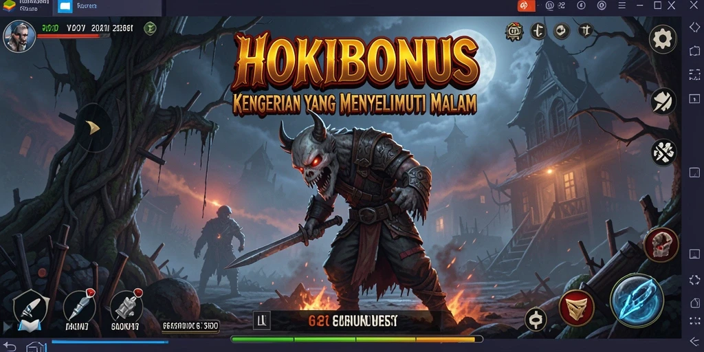 Tangkapan layar HOKIBONUS menampilkan momen ketegangan mencekam di desa.