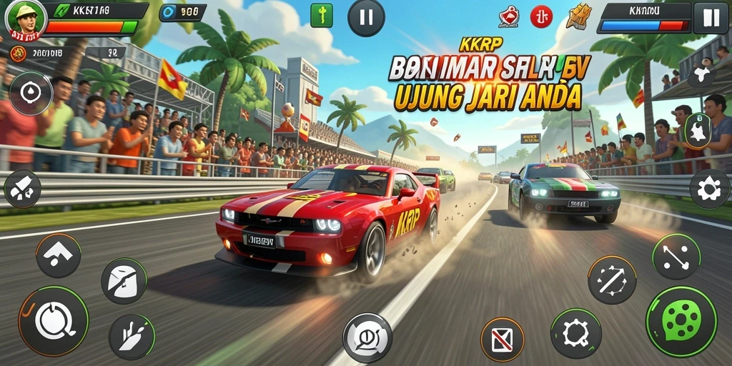 Tampilan gameplay balap seru di KKRP dengan grafik menawan.
