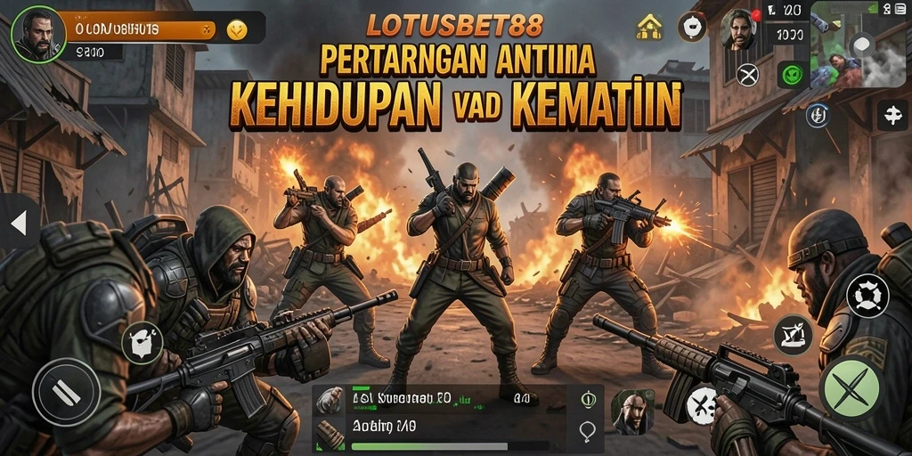 Tangkapan layar LOTUSBET88 menampilkan aksi mendebarkan di arena Battle Royale.