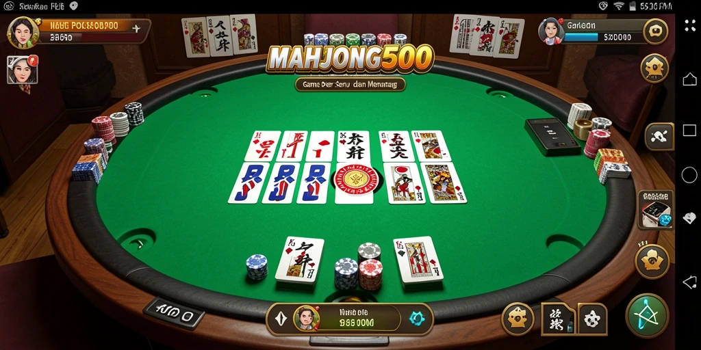 Screenshot gameplay menunjukkan aksi seru di <strong>MAHJONG500</strong>.