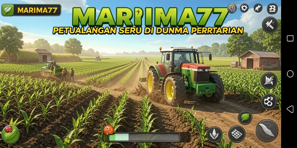 Tampilan screenshot gameplay <strong>MARIMA77</strong> yang menunjukkan menanam dan merawat tanaman.