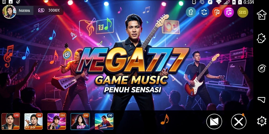Tampilan gameplay MEGA777 yang menampilkan beragam lagu dan tantangan.