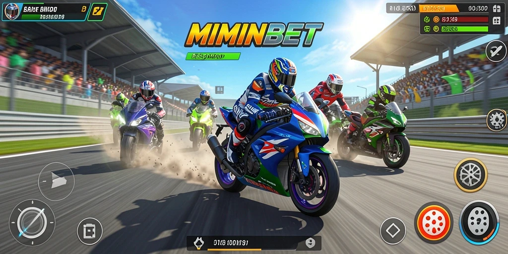 Screenshot dari gameplay balap motor yang mendebarkan.