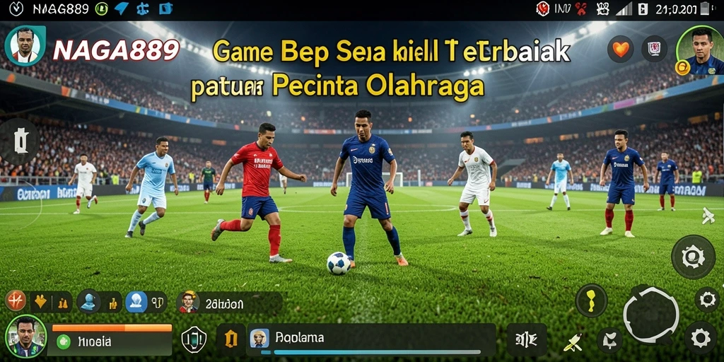 Screenshot gameplay NAGA889 menampilkan aksi seru di lapangan sepak bola.