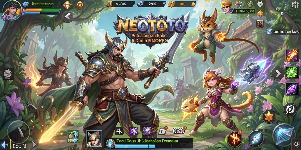 Screenshot gameplay NEOTOTO yang menampilkan aksi seru dalam dunia MMORPG.