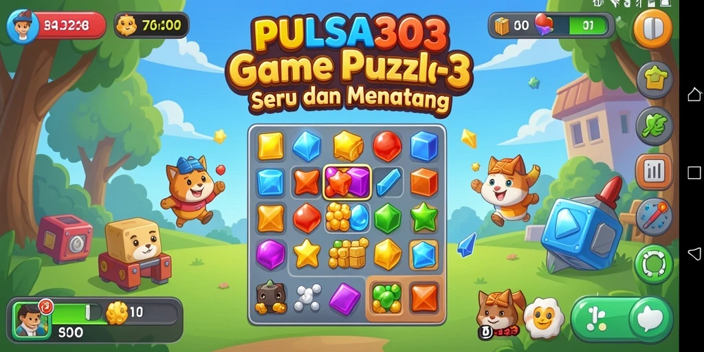 Screenshot gameplay PULSA303 menampilkan elemen Match-3 yang menarik.