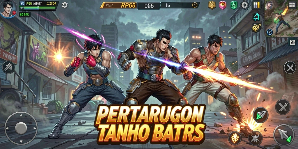 Tampilan gameplay seru dari RP66 saat karakter bertarung.