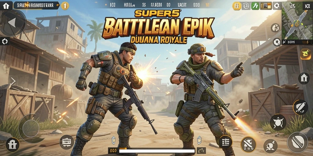 Tampilan gameplay SUPER5 dengan aksi pertempuran yang mendebarkan.