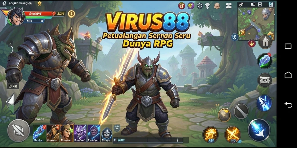 Tangkapan layar menunjukkan aksi seru dalam gameplay RPG VIRUS88.